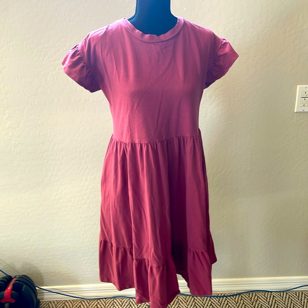 Dusty rose ruffle dress